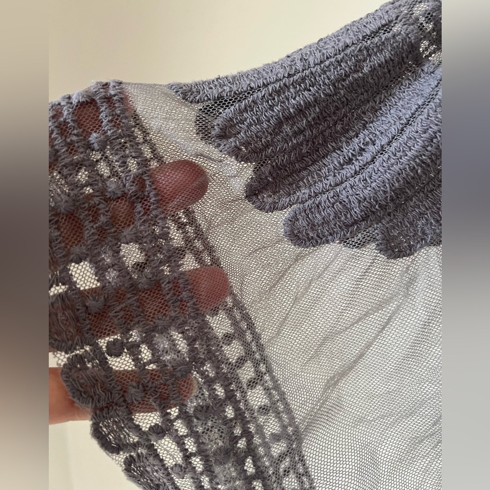 Rebellion Again Lace Kimono Duster Cardigan Cover-Up Gray Slate Bell Sleeves S - Picture 7 of 8